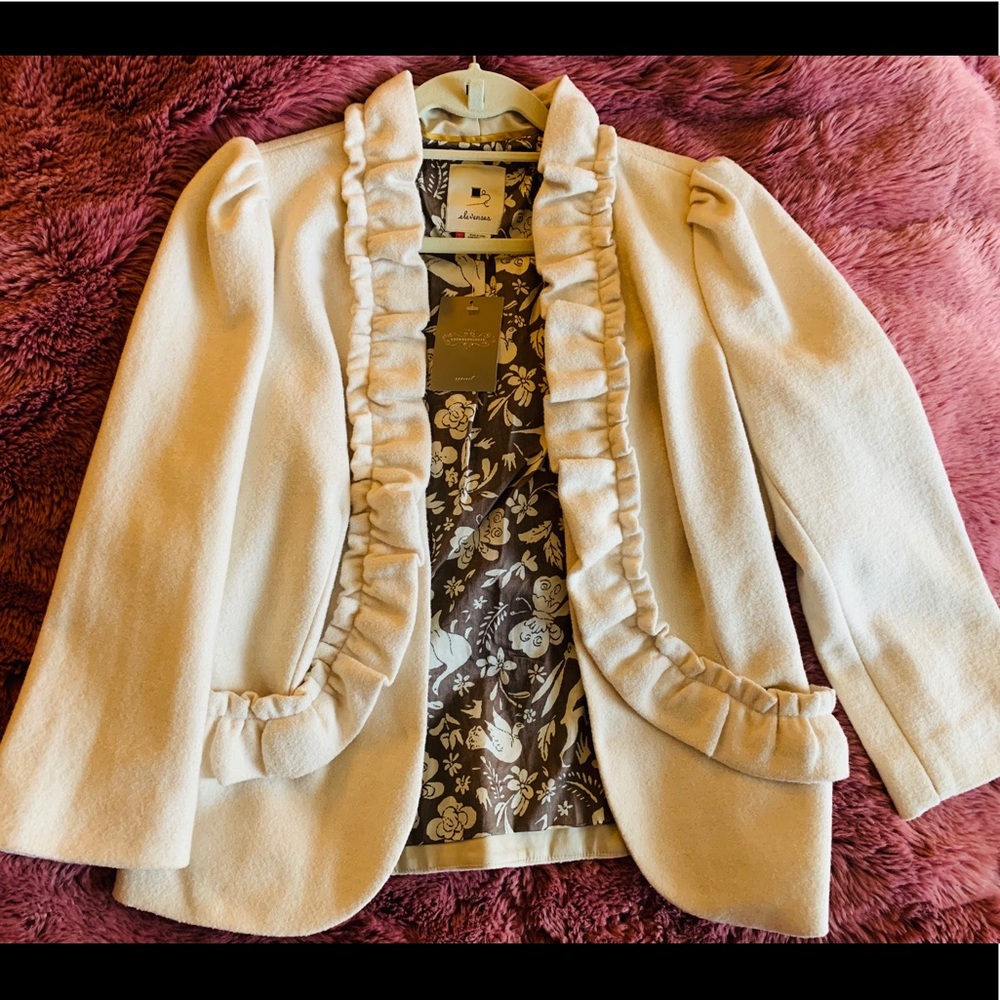 NWT Anthropologie cream blazer size 10